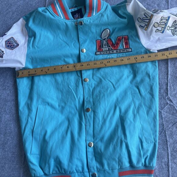 NFL Superbowl Jacket Adult Small Embroidered Patches Football Snap Front Varsity - Picture 13 of 15